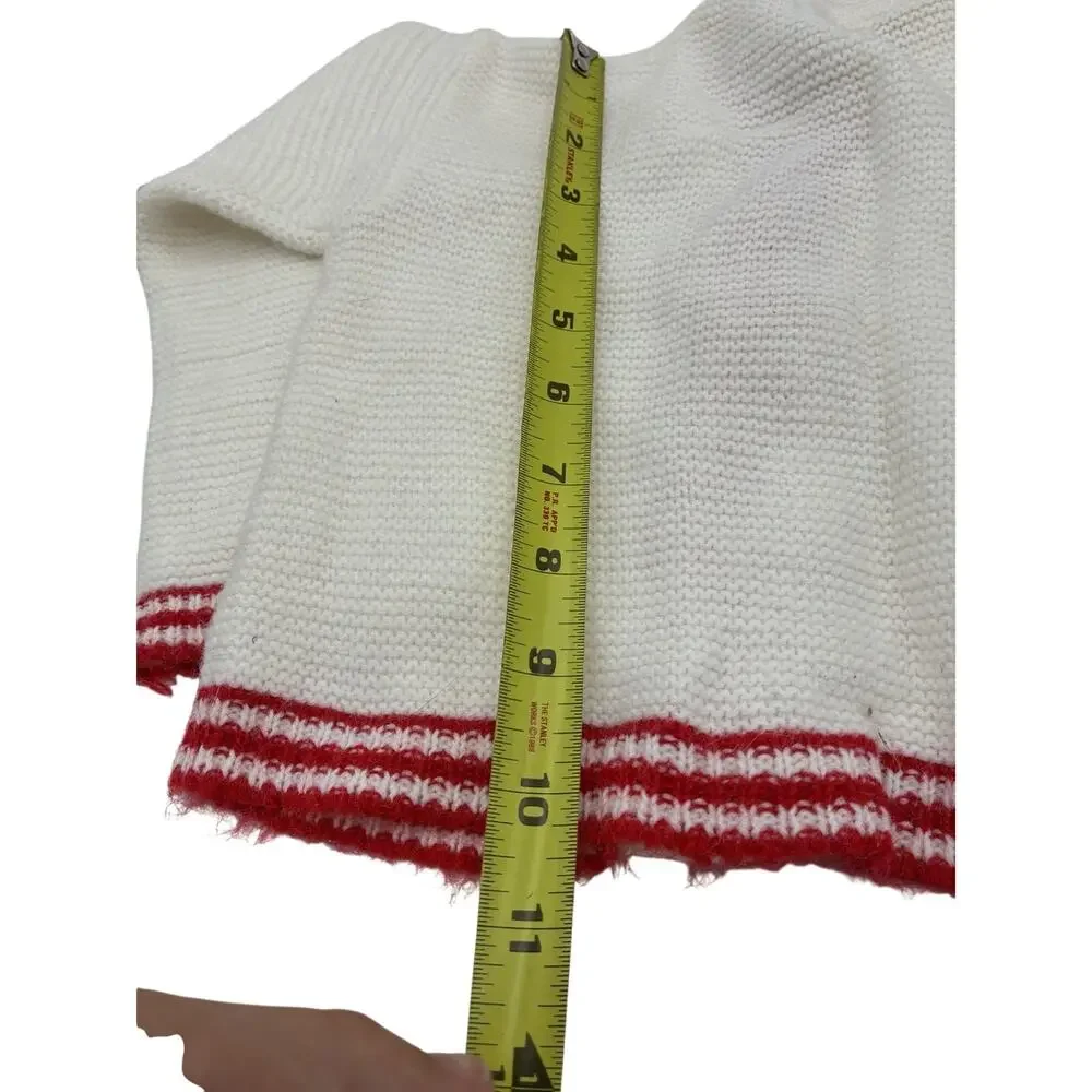 Vintage Penney’s Toddler Cardigan Size 3 White Red Stripe Orlon Acrylic